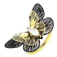 81506 Pierścionek złota stal chirurgiczna rozm.23, US 10, śr.20mm motyl