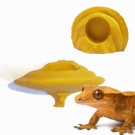 MISKA WISZĄCA GRZYB DLA GADÓW GEKONA ŻÓŁTA MALOWANA UCHWYT DO TERRARIUM