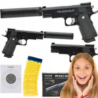 PISTOLET NA KULKI PLASTIKOWE METALOWY Z TŁUMIKIEM + GRATIS 800 KULEK
