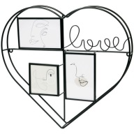 RAMKA ŚCIENNA CZARNA METALOWA NA ZDJĘCIA W KSZTAŁCIE SERCA NAPIS LOVE