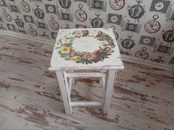 TABORET,STOŁEK, STOLICZEK, KWIATY, SHABBY CHIC