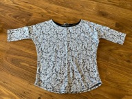 Biała elegancka bluzka koronka kwiaty Promod 40 42