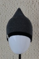 Podwójna wełniana czapka, merino 52-54cm, czarno-grafitowa