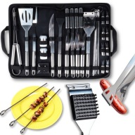 ZESTAW DO GRILLA 33 ELEMENTY AKCESORIA KOMPLET PRZYBORÓW STAL NIERDZEWNA