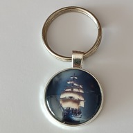 Brelok do kluczy, szkło, statek