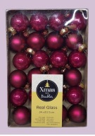 Zestaw bombek choinkowych 24 x 2,5cm szklane FIOLETOWE