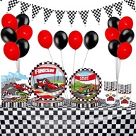 Zastawa Stołowa Urodzinowa Dla Dzieci Wyścigi Samochodowe Dla 8 Osób