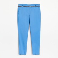 Reserved niebieskie cygaretki XS 34 eleganckie materiałowe spodnie paskiem