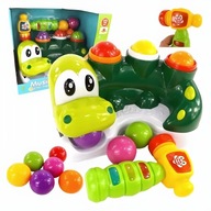 INTERAKTYWNY DINOZAUR ZBIJAK Z PIŁECZKAMI DŹWIĘK ŚWIATŁO DLA DZIECI 12M+