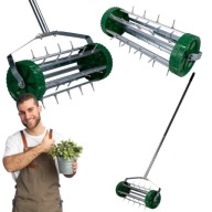 AERATOR WERTYKULATOR RĘCZNY NA KÓŁKACH OBROTOWY DO TRAWNIKA KOLCE 42 cm