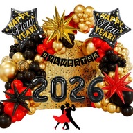ŚCIANKA DEKORACJA ZESTAW BALONÓW NA SYLWESTRA, SYLWESTER 2026 113 SZT