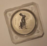 ROK KRÓLIKA - 1 $ DOLAR 1999 AUSTRALIA, 1 OZ 999, LUNAR I 1 - 1 UNCJA 999