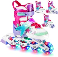 Rolki łyżwy łyżworolki dla dziecka różowe świecące LED 31-34 S 4w1 dziecko