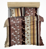 Pościel kora lux 220x240 + 2x60x70 guzik K 210-2 tulipany brąz