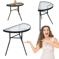 STÓŁ STOLIK OGRODOWY SZKLANY METALOWY KAWOWY NA BALKON TARAS OGROD CZARNY