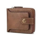 Portfel męski skórzany zapinany na zamek brązowy