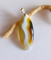Naturalny agat pasiasty - wisior srebro 925