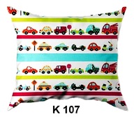 Poszewka z kory 40x40 jasiek z bawełny gofrowanej K 107 sznur samochodów