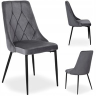 KRZESŁO TAPICEROWANE WELUROWE PIKOWANE METALOWE NOGI DO JADALNI SALONU LOFT