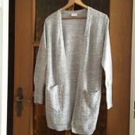 SWETER VILA JASNIO-SZARY(S) Z AŻUREM Z PRZODU KIESZENIE