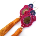 KOLOROWE KOLCZYKI SUTASZ antyczne frędzle chwosty