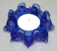 KOBALTOWE SZKŁO UROCZY ŚWIECZNIK TEA LIGHT