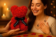 MIŚ Z RÓŻ ZESTAW PREMIUM XXL Z PŁATKÓW RÓŻ PREZENT NA WALENTYNKI DLA NIEJ