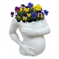 Doniczka biała kobieta mama ciąża dekoracja figurka ozdoba wys.12 cm