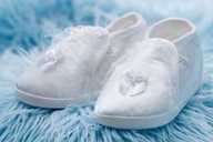 Buciki na chrzest chłopiec dziewczynka 12 cm LIKWIDACJA SKLEPU-50% OKAZJA