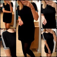 Dzianinowa elastyczna sukienka z lampasami r. S/M