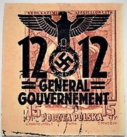 (General Gouvernement): Czarny nadruk wykonany na polskiej karcie pocztowej