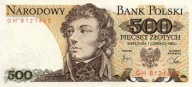 500 zł. banknot PRL, Tadeusz Kościuszko, 1982r. Seria GH