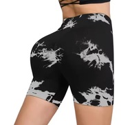 SZORTY DAMSKIE PUSH UP Czarne WYSOKI STAN Spodenki Kolarki Tie Dye M