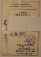 KARTA PŁYWACKA - WODNE OCHOTNICZE POGOTOWIE RATUNKOWE, 1977 rok
