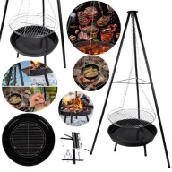 PALENISKO OGRODOWE GRILL TRÓJNÓG Z RUSZTEM WISZĄCY DUŻY 50 CM ZESTAW 2W1