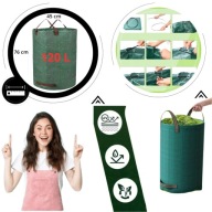 KOSZ OGRODOWY WOREK NA LIŚCIE TRAWĘ ODPADY 120L MOCNY Z UCHWYTAMI