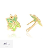 Eap14164 Kolczyki złocone angielskie kwiat emalia