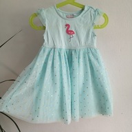 Rozkloszowany tiul sukienka BlueZoo 86 flaming i złote kropeczki (256)