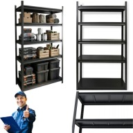 METALOWY REGAŁ MAGAZYNOWY CZARNY DO GARAŻU 5 PÓŁEK 150KG/PÓŁKĘ 200X100X40