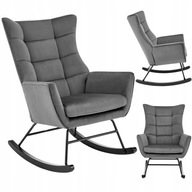 HALMAR BAZALTO FOTEL BUJANY WYPOCZYNKOWY NA BIEGUNACH WELUR POPIELATY