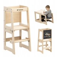POMOCNIK KUCHENNY DZIECIĘCY FUNKCJA STOLIKA TULANO DREWNIANY 3W1 TABLICA