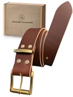 Pasek męski skórzany hefajstos krupon klamra prawdziwy mosiądz real brass