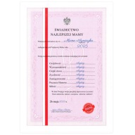 ŚWIADECTWO DLA NAJLEPSZEJ MAMY PREZENT DZIEŃ MATKI UPOMINEK DYPLOM SZKOLNY