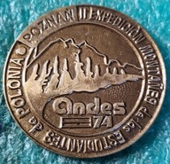 MEDAL II EKSPEDYCJA GÓRSKA STUDENTÓW POLSKI W ANDY 1974