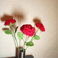 RÓŻA klasyczny kwiat na szydełku 35 cm CZERWONA 35 cm