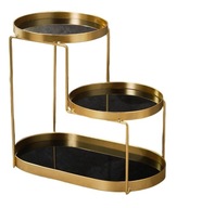 ELEGANCKI ORGANIZER NA KOSMETYKI TRZYPOZIOMOWY ZŁOTY LUSTRZANE PÓŁKI