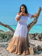 ZOCCO casualowa sukienka hiszpanka ombre BEŻ