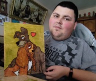 Obraz wypalany Zakochany kundel i pomalowana A4