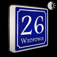 Modny PODŚWIETLANY numer domu LED czujnik zmierzchu dom tabliczka budynku J