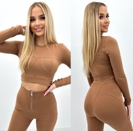 Komplet Top Leginsy Leginsami - KARMELOWY M/L